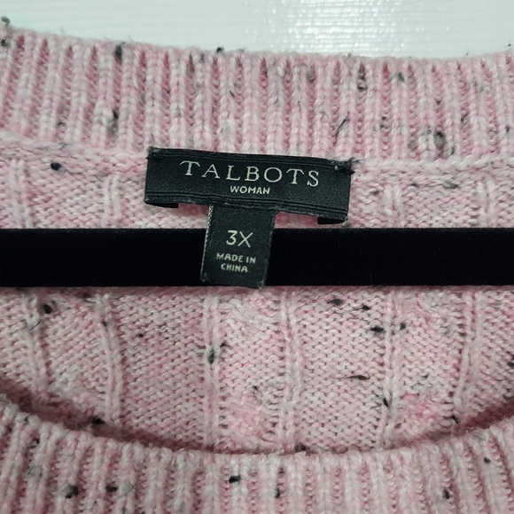 Talbots Woman Pink Cableknit Crewneck Sweater in Size 3X - Picture 2 of 12